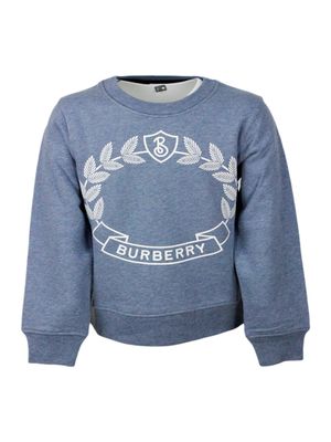 Burberry Crewneck Sweatshirt In Cotton Jersey With White Logo Print On The Front