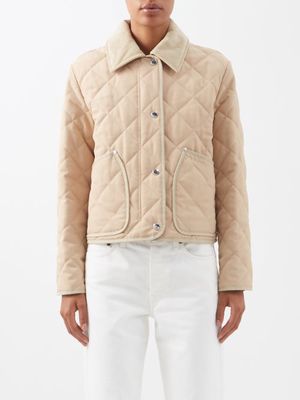 Burberry - Cropped Quilted-shell Jacket - Womens - Beige