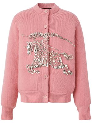 Burberry crystal-embellished motif padded cardigan - Pink