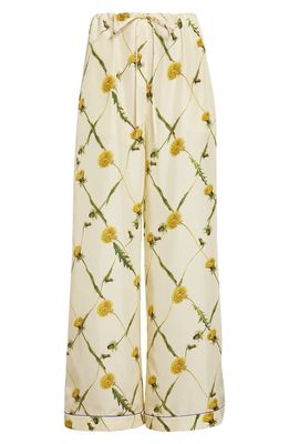 burberry Dandelion Print Silk Pajama Pants in Sherbet