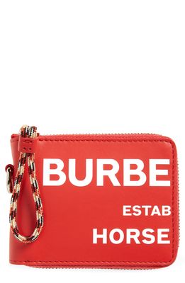 Burberry Daniels Logo Zip Around Leather Wallet in Red/White
