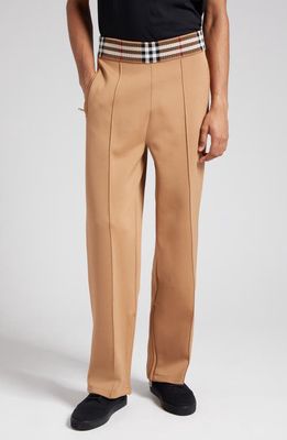 burberry Dellow Check Waist Knit Pants in Camel