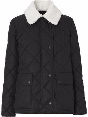 Burberry detachable collar quilted coat - Black