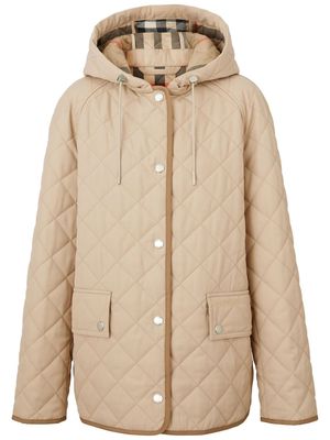Burberry Diamond-Quilted hooded jacket - Neutrals