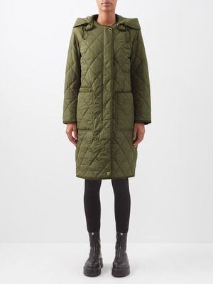 Burberry - Diamond-quilted Shell Hooded Parka - Womens - Olive