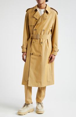 burberry Double Breasted Cotton Gabardine Trench Coat in Spelt