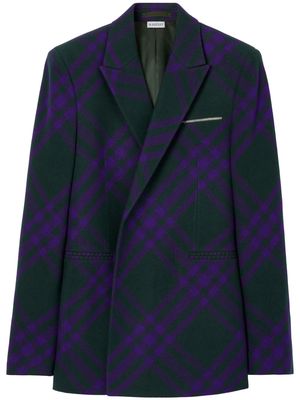 Burberry double-breasted plaid wool blazer - Green