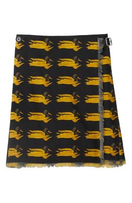 burberry Duck Print Pleated Wool Kilt Skirt in Pear Ip Pattern