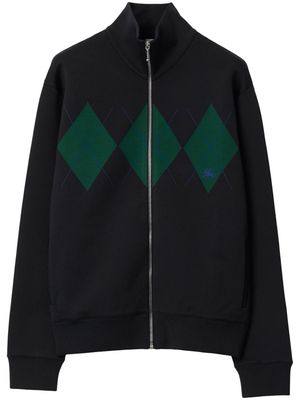 Burberry EKD-embroidered argyle track jacket - Black
