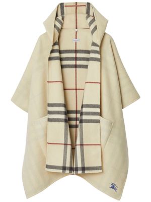 Burberry EKD-embroidered cashmere cape - Neutrals