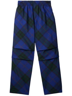 Burberry EKD-embroidered checkered twill trousers - Blue
