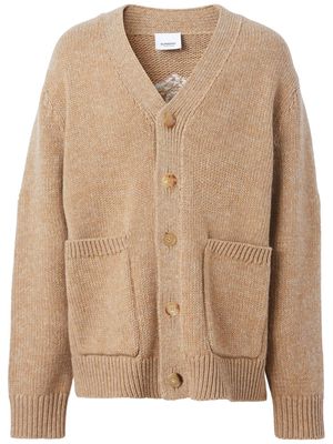 Burberry embroidered-logo button-up cardigan - Neutrals