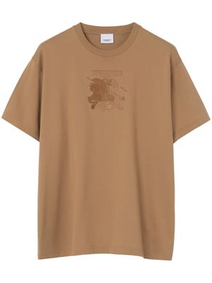 Burberry embroidered logo cotton T-shirt - Brown