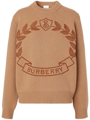 Burberry embroidered-logo jumper - Neutrals