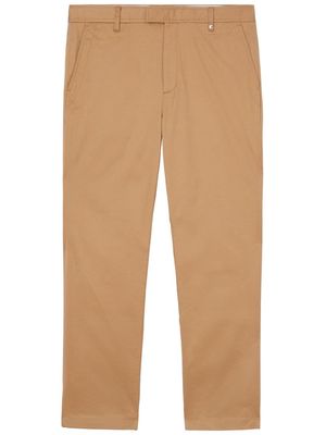 Burberry embroidered-logo tailored trousers - Brown