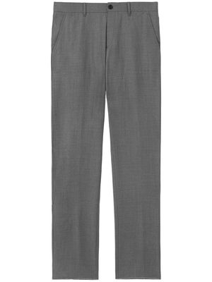Burberry embroidered-monogram tailored trousers - Grey