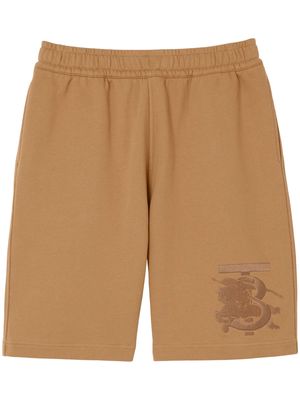 Burberry embroidered-motif cotton shorts - Brown