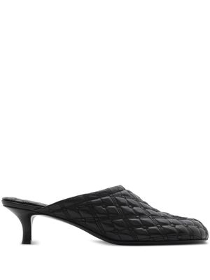 Burberry embroidered quilted mules - Black