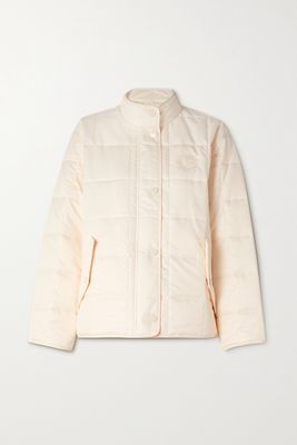 Burberry - Embroidered Quilted Padded Recycled Shell Jacket - Cream