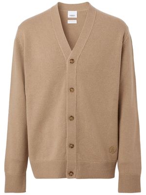 Burberry embroidered TB V-neck cardigan - Neutrals