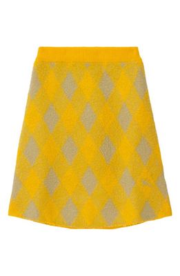 burberry Equestrian Knight Argyle Brushed Wool A-Line Skirt in Mimosa Ip Pattern