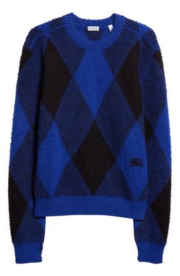burberry Equestrian Knight Argyle Wool Crewneck Sweater in Knight Ip Pattern