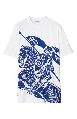 burberry Equestrian Knight Cotton Graphic T-Shirt in White