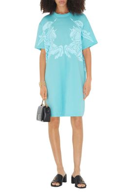 burberry Equestrian Knight Graphic T-Shirt Dress in Bright Topaz Blue