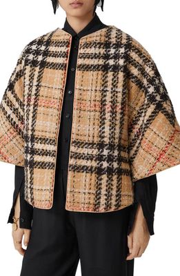 burberry Exaggerated Check Cashmere Blend Tweed Cape in Archive Beige