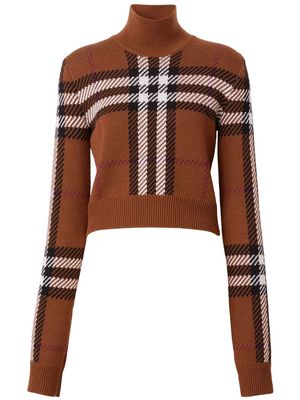 Burberry Exaggerated Check cropped jumper - Brown