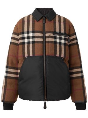 Burberry Exaggerated-Check down puffer jacket - Brown