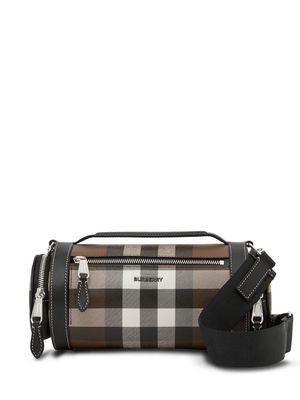 Burberry Exaggerated Check-print leather messenger bag - Brown