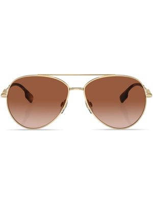 Burberry Eyewear logo-plaque pilot-frame sunglasses - Gold