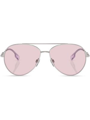 Burberry Eyewear logo-plaque pilot-frame sunglasses - Silver