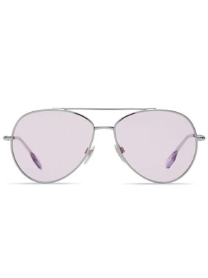 Burberry Eyewear Pilot logo-lettering sunglasses - Silver