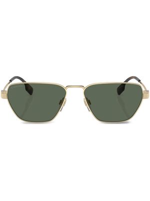 Burberry Eyewear Vintage-check geometric-frame sunglasses - Gold