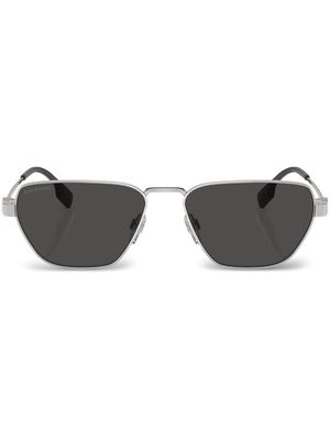 Burberry Eyewear Vintage-check geometric-frame sunglasses - Silver