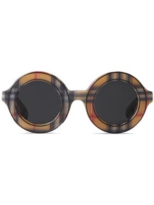 Burberry Eyewear Vintage Check-pattern round-frame sunglasses - Brown