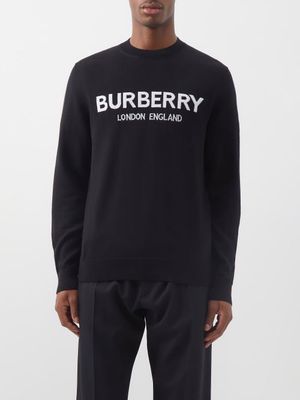 Burberry - Fennell Logo-intarsia Merino-blend Sweater - Mens - Black