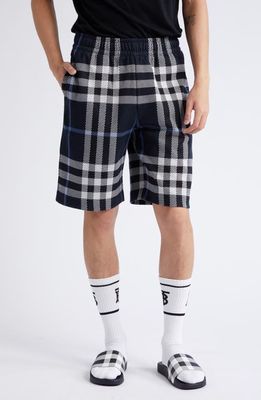 burberry Ferryfield Check Jacquard Cotton Shorts in Black/White/Dc Blue Ip Chk