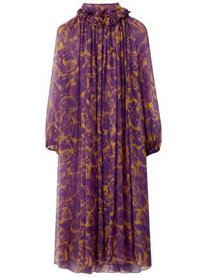 Burberry floral-print silk dress - Purple