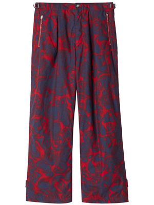 Burberry floral-print straight-leg trousers - Blue