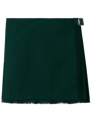Burberry frayed-edge wool pleated skirt - Green