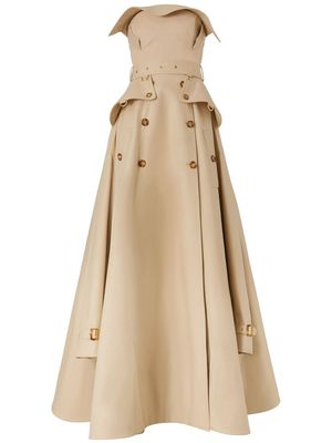 Burberry gabardine belted trench gown - Brown
