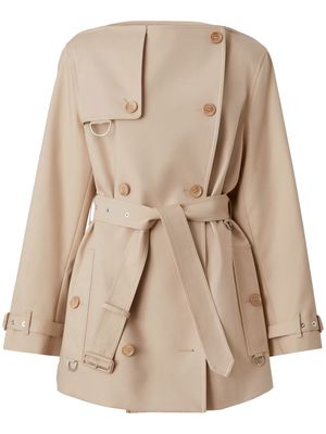 Burberry gabardine cropped trench coat - Neutrals