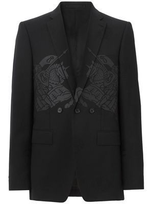 Burberry graphic-print wool-cotton blazer - Black