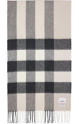 Burberry Gray & White Check Scarf