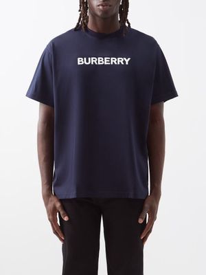 Burberry - Harriston Logo-print Cotton T-shirt - Mens - Dark Blue
