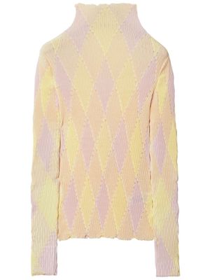 Burberry high-neck argyle intarsia-knit jumper - Yellow