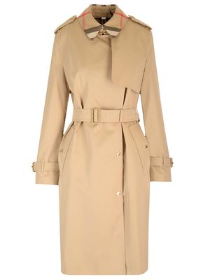 Burberry Honey Trench Coat With Check Collar